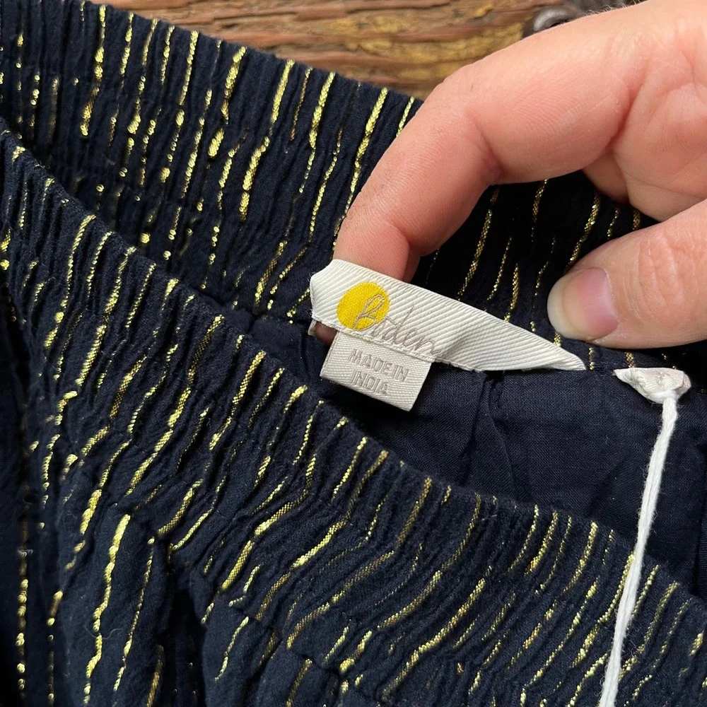 Boden Navy Gold‎ Metallic Pinstripe Tiered Maxi Skirt US 8 NWT Holiday Party